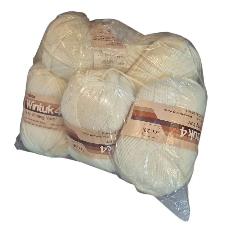 Vintage Caron Wintuk 4 Yarn Natural 0065 - Lot of 6 Skeins (Dye Lot 230920)